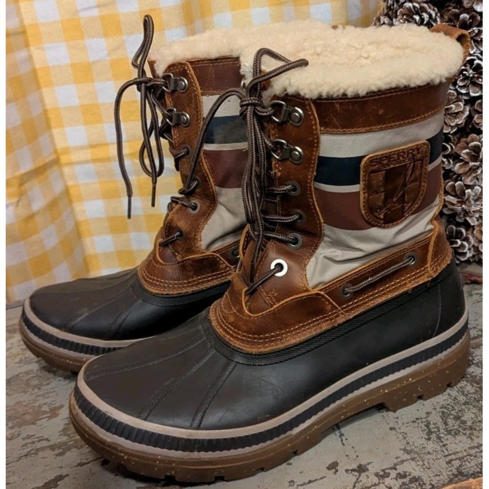 Men's Sperry Top-Sider Ice‎ Bay Tall Duck Winter Boot Shoes Shearling Lined